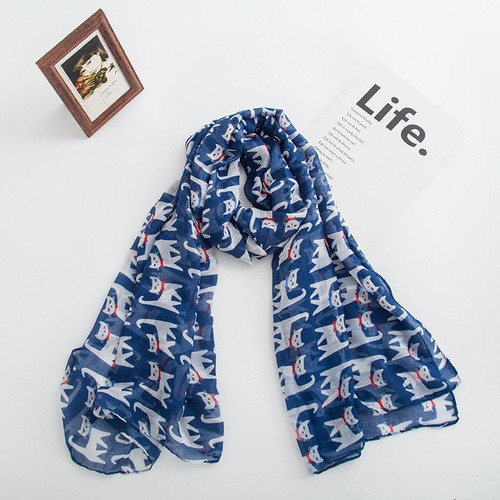 Winding River Blue Cats Cotton Scarf