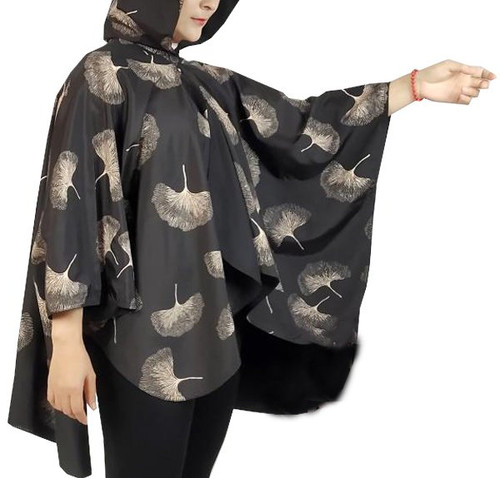 Winding River Black & Tan Ginkgo Reversible Rain Cape