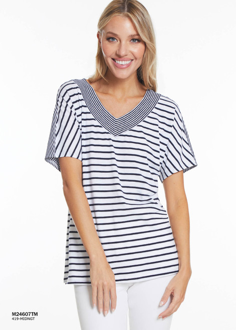 Multiples Midnight Contrast Stripe Tee