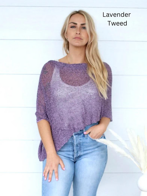 Island Tribe Lavender Tweed Double Knit Poncho