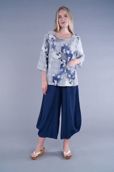 Shana Indigo Tulip Pocket Top