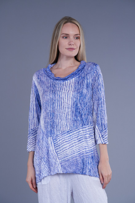 Shana Purple Crinkle Stripe Top