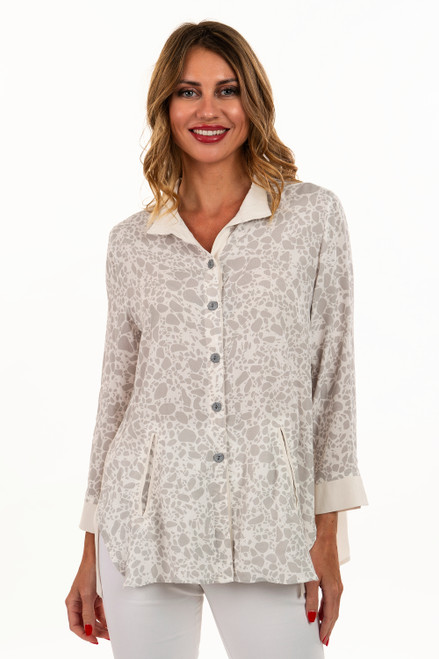 Lemongrass Grey Pebble Tunic Blouse