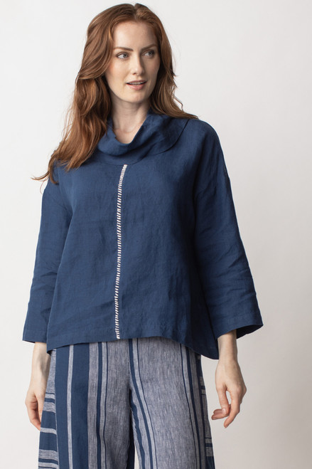 Liv by Habitat Navy Linen Cowl Top