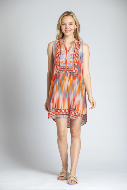 APNY Watercolor Ikat Sleeveless Dress