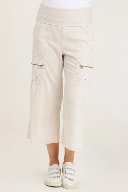 XCVI Whitecap Cotton Linen Cargo Crop Pants