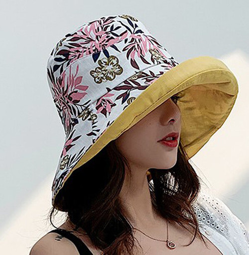 Winding River Yellow Floral Reversible Sun Hat