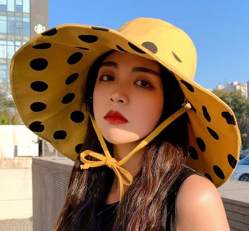 Winding River Yellow Polka Dot Reversible Sun Hat