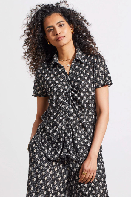 Tribal Black Daisy Crinkle Shirt