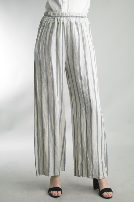 Tempo Paros White Stripe Linen Pants