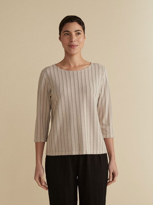 Cut Loose Frayed Stripe Boatneck Top