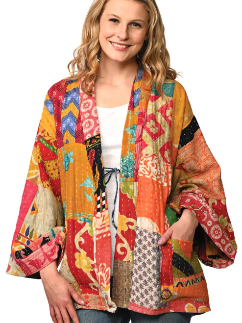 Sevya One-Size Kantha Reversible Kimono Jacket