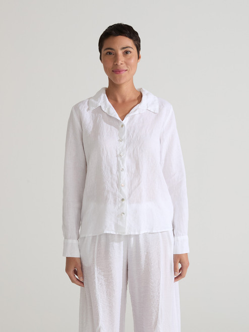 トップス LINEN WASH CACHE SHIRT CARB-YD588-WHT-25SM-Linen-