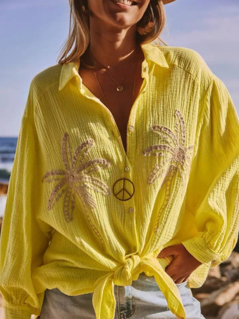 LOOWIE Palmy Yellow Palm Trees One-Size Shirt