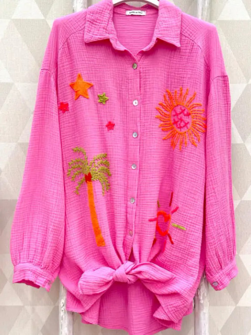 LOOWIE Pink Palm & Sun One-Size Shirt