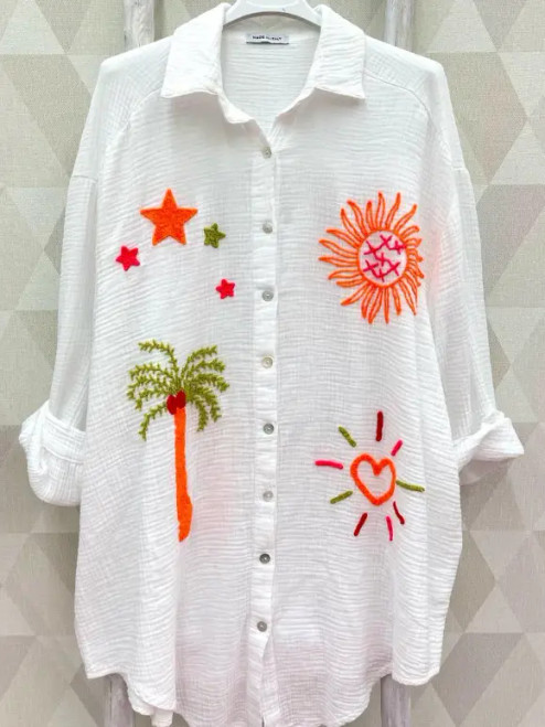 LOOWIE White Palm & Sun One-Size Shirt