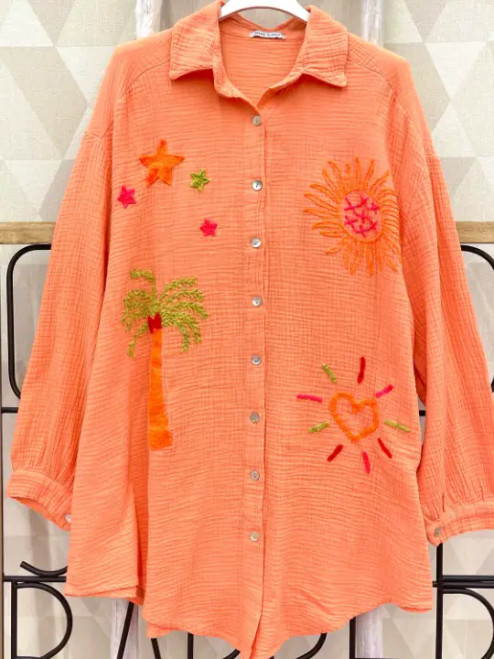 LOOWIE Peach Palm & Sun One-Size Shirt