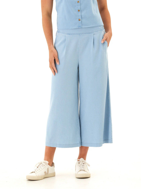 Threads 4 Thought Stretch Chambray Wide Leg Pull-On Capri