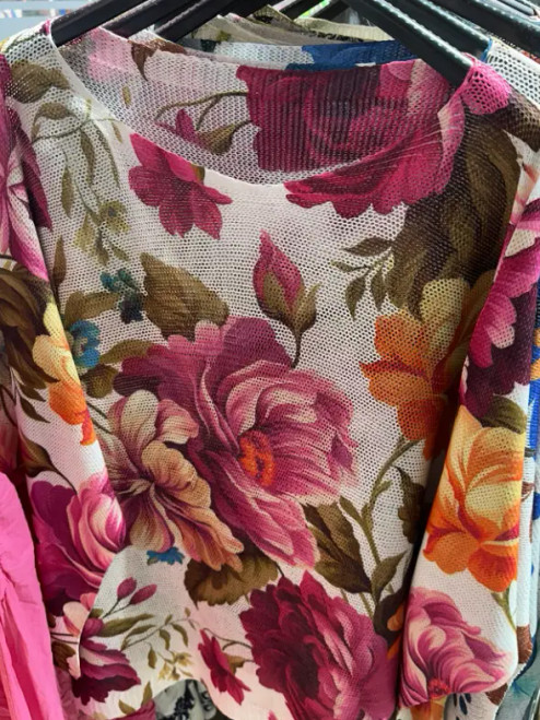 LOOWIE Fuchsia Floral Printed Sweater