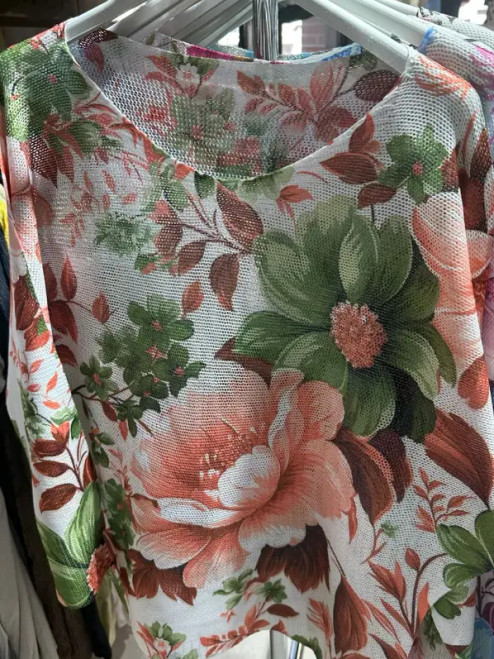 LOOWIE Pink Wine Floral Printed Sweater