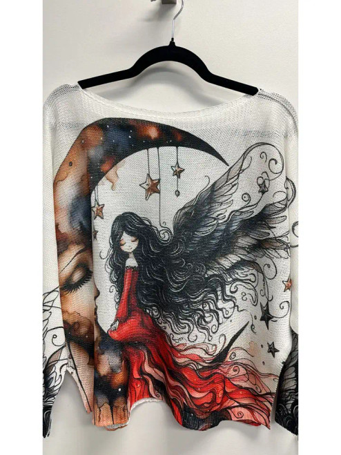 LOOWIE Girl On Moon Printed Sweater