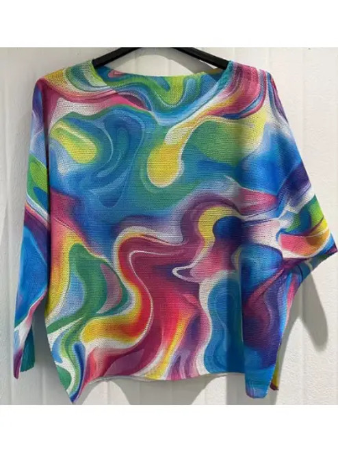 LOOWIE Blue Tie-Dye Printed Sweater