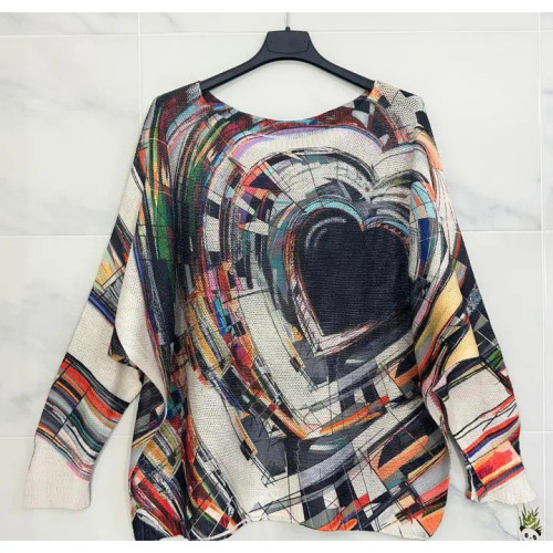 LOOWIE Black Heart Printed Sweater