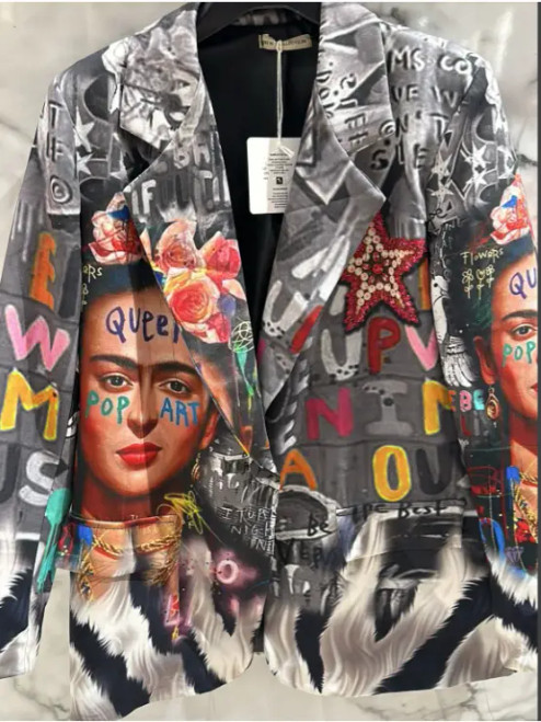 LOOWIE Italian Pop Art "Frida" Print Blazer