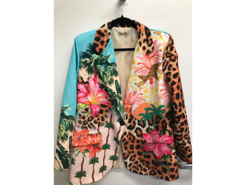 LOOWIE Italian Floral Leopard Print Blazer