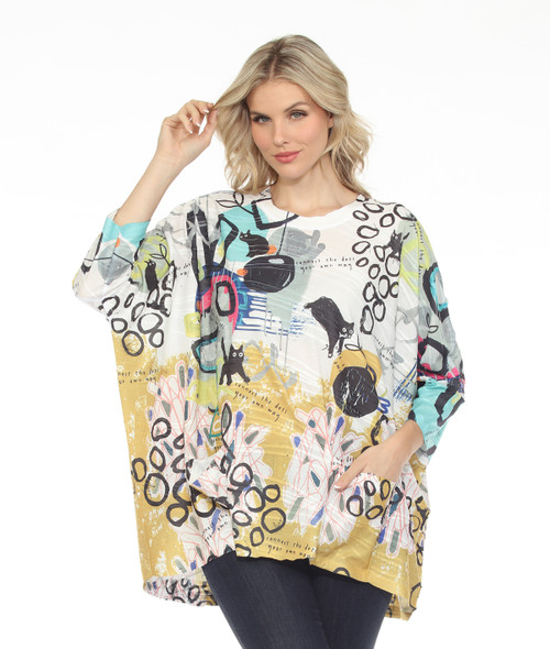 Inoah Curious Cats One-Size Textured Top