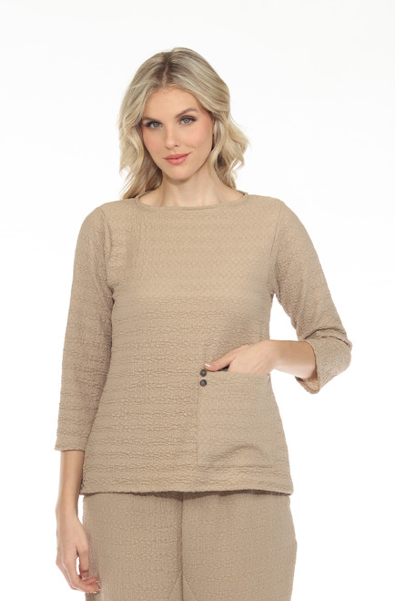 Inoah Mocha Textured Top