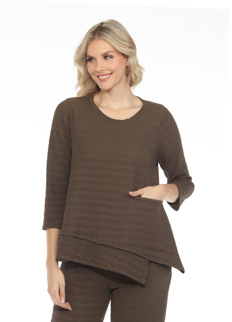 Inoah Olive Textured Layered Top