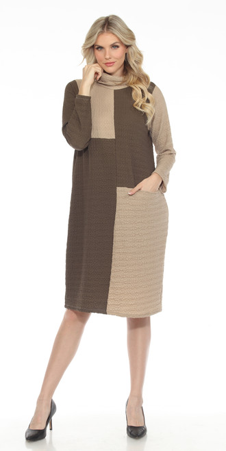 Inoah Mocha & Olive Textured Dress