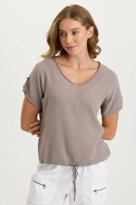XCVI Poppy Seed Cotton Gauze Top