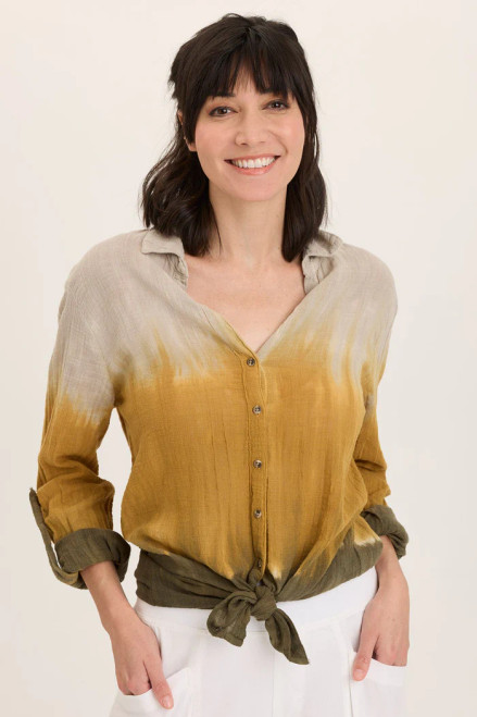XCVI Copper Ombre Cotton Gauze Shirt