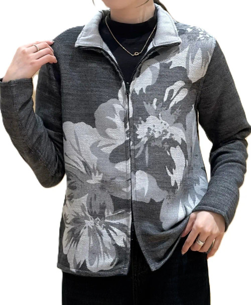 Winding River Gray & Black Reversible Zipper Sweater
