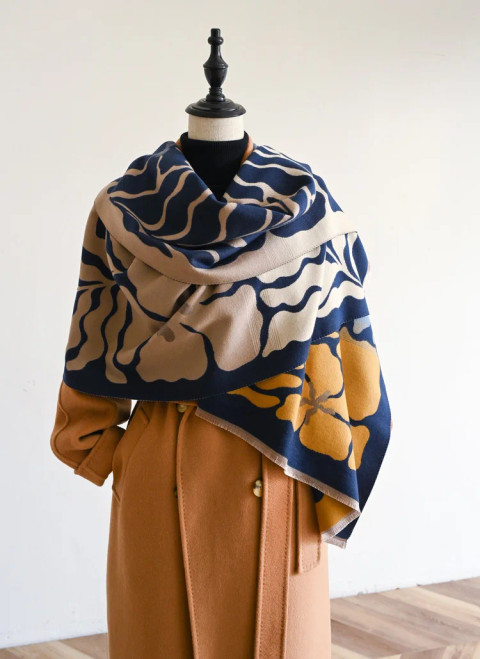 Winding River Blue & Camel Marsh Fern Reversible Wrap