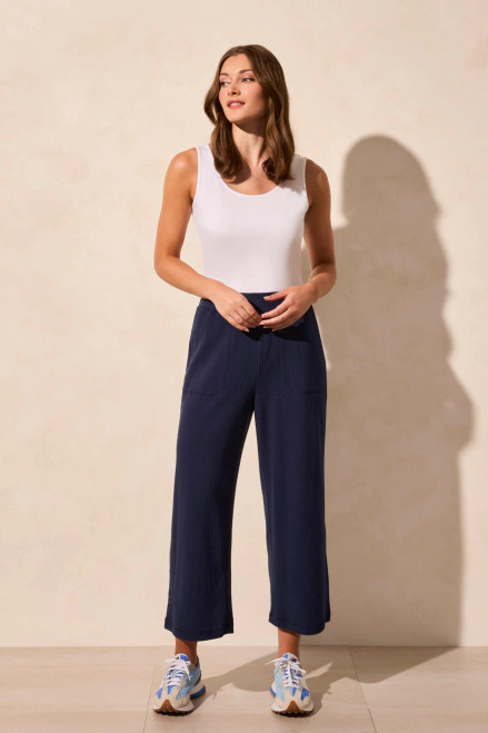 Tribal Navy Textured Capri Pants