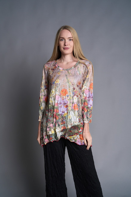Shana Garden Crinkle Mesh Hem Tunic
