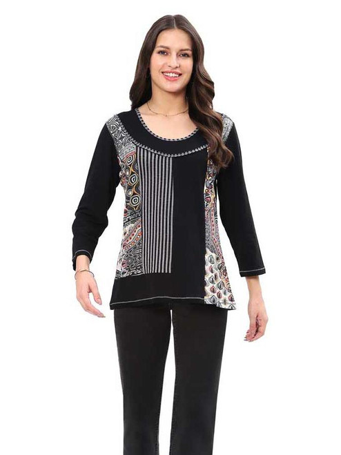 Parsley & Sage Cotton Stretch Contrast Top