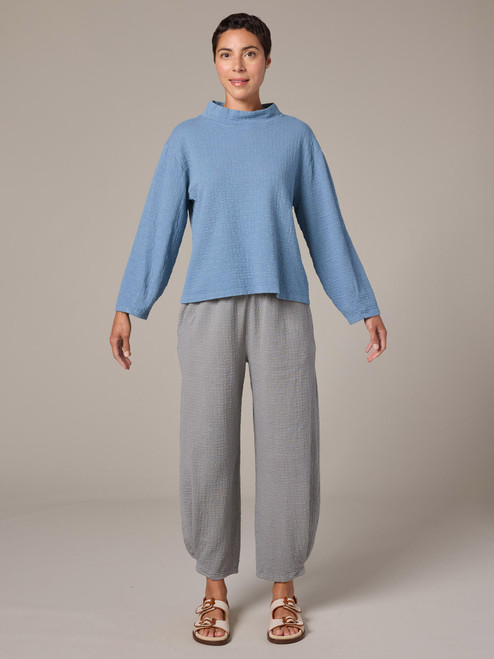 Cut Loose Pucker Doublecloth Mock Neck Top