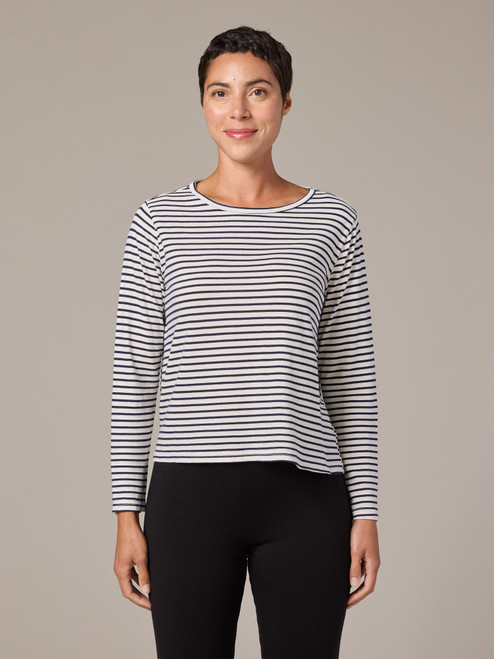 Cut Loose Navy/White Stripe Long Sleeve Top