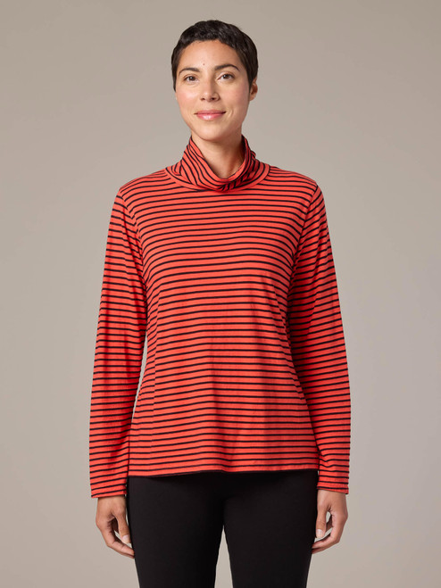 Cut Loose Navy/White Stripe Turtleneck Top