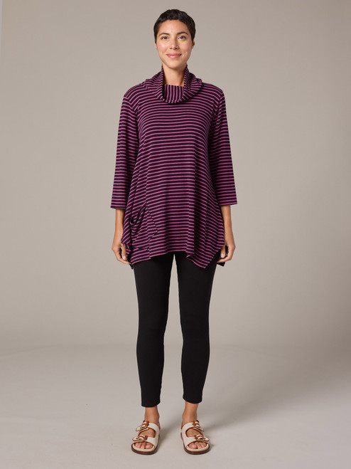 Cut Loose Navy Stripe Fleece Cowl Swing Tunic