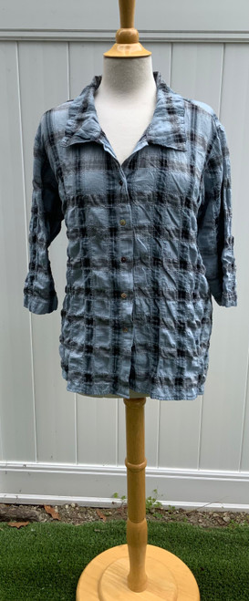 Cut Loose Crinkle Plaid Hi-Low Shirt