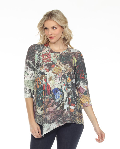 Inoah September Rib Knit Slant Hem Top