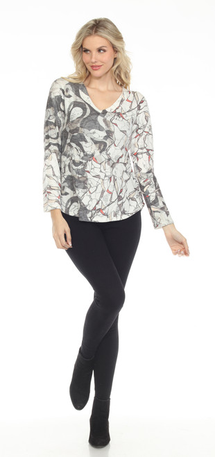 Inoah Vanilla Bloom V-Neck Knit Top