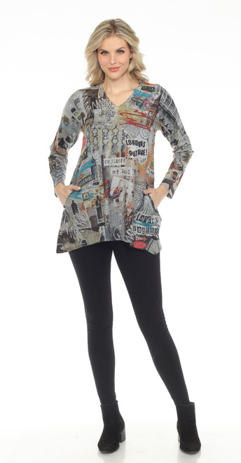 Inoah Big Ben V-Neck Grey Knit Top