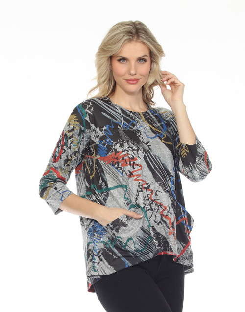 Inoah Myrk Grey Knit Pocket Top