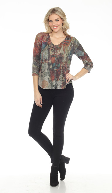 Inoah Blair V-Neck Grey Knit Top